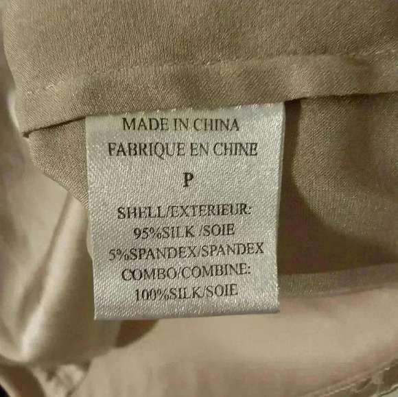 Theory Women Gold Silk/ Spandex Long Sleeve Top with Suede like collar Size P - Picture 4 of 7